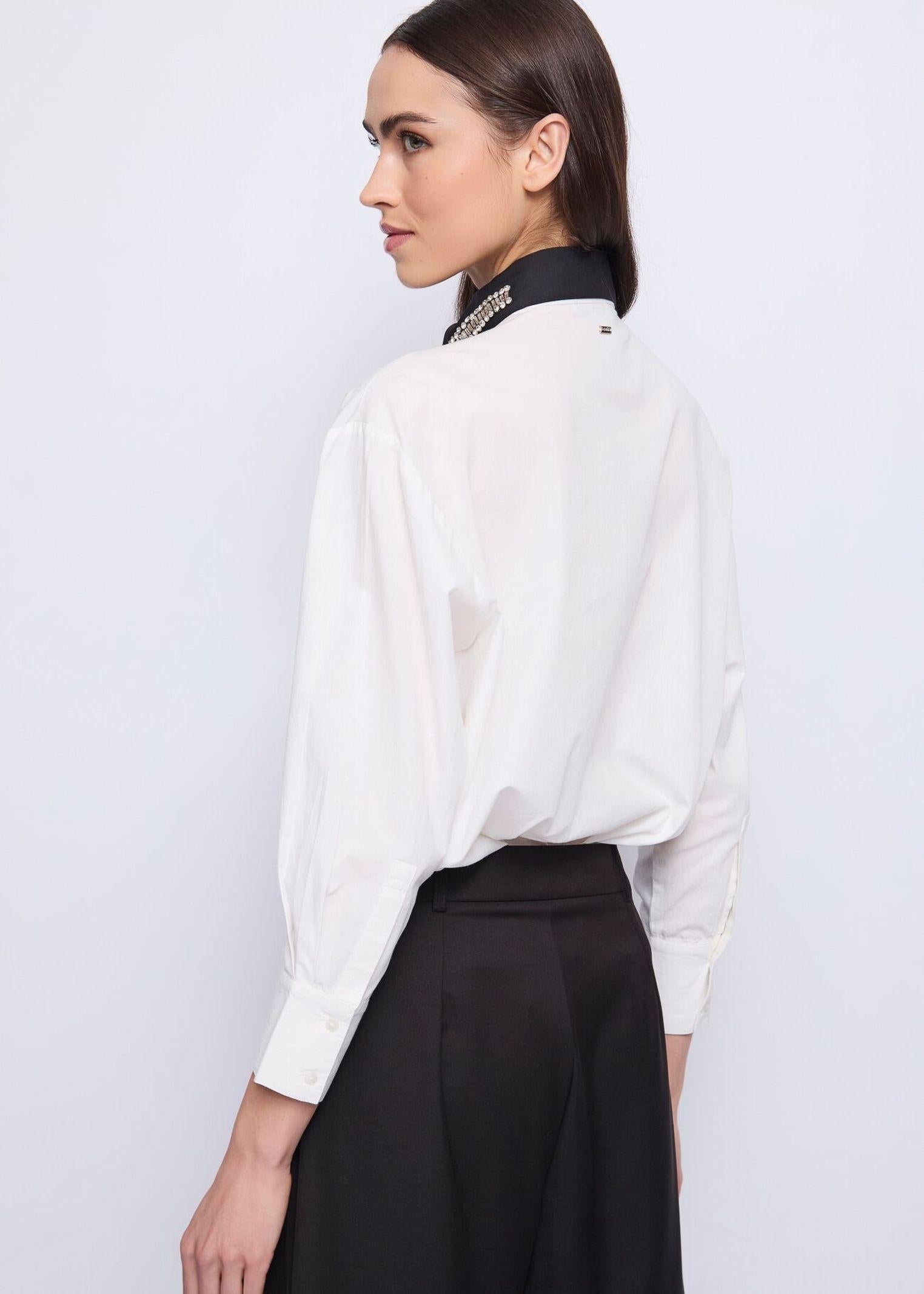 Camicia in popeline con strass 521FD45012 521045-01 GAUDI' 