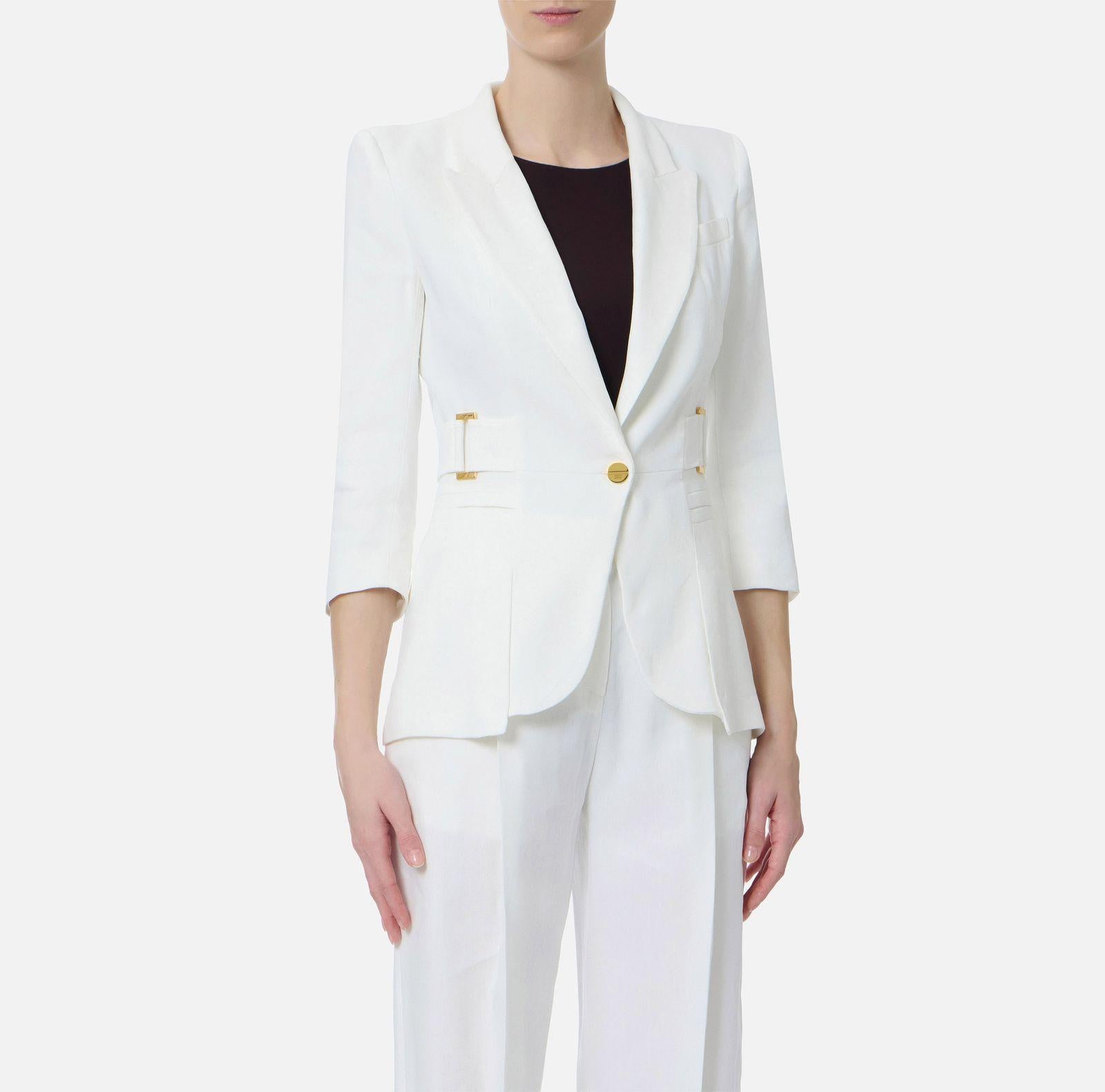 Giacca in misto lino - Elisabetta Franchi GI23662E2 360 ELISABETTA FRANCHI 