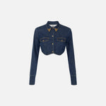 Camicia cropped in denim - Elisabetta Franchi CJ34D51E2 104 ELISABETTA FRANCHI 