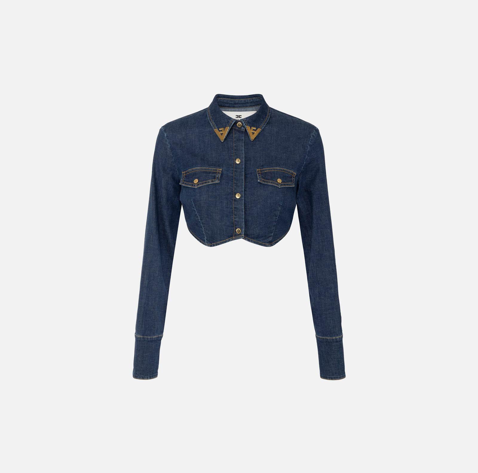 Camicia cropped in denim - Elisabetta Franchi CJ34D51E2 104 ELISABETTA FRANCHI 