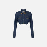 Camicia cropped in denim - Elisabetta Franchi CJ34D51E2 104 ELISABETTA FRANCHI 