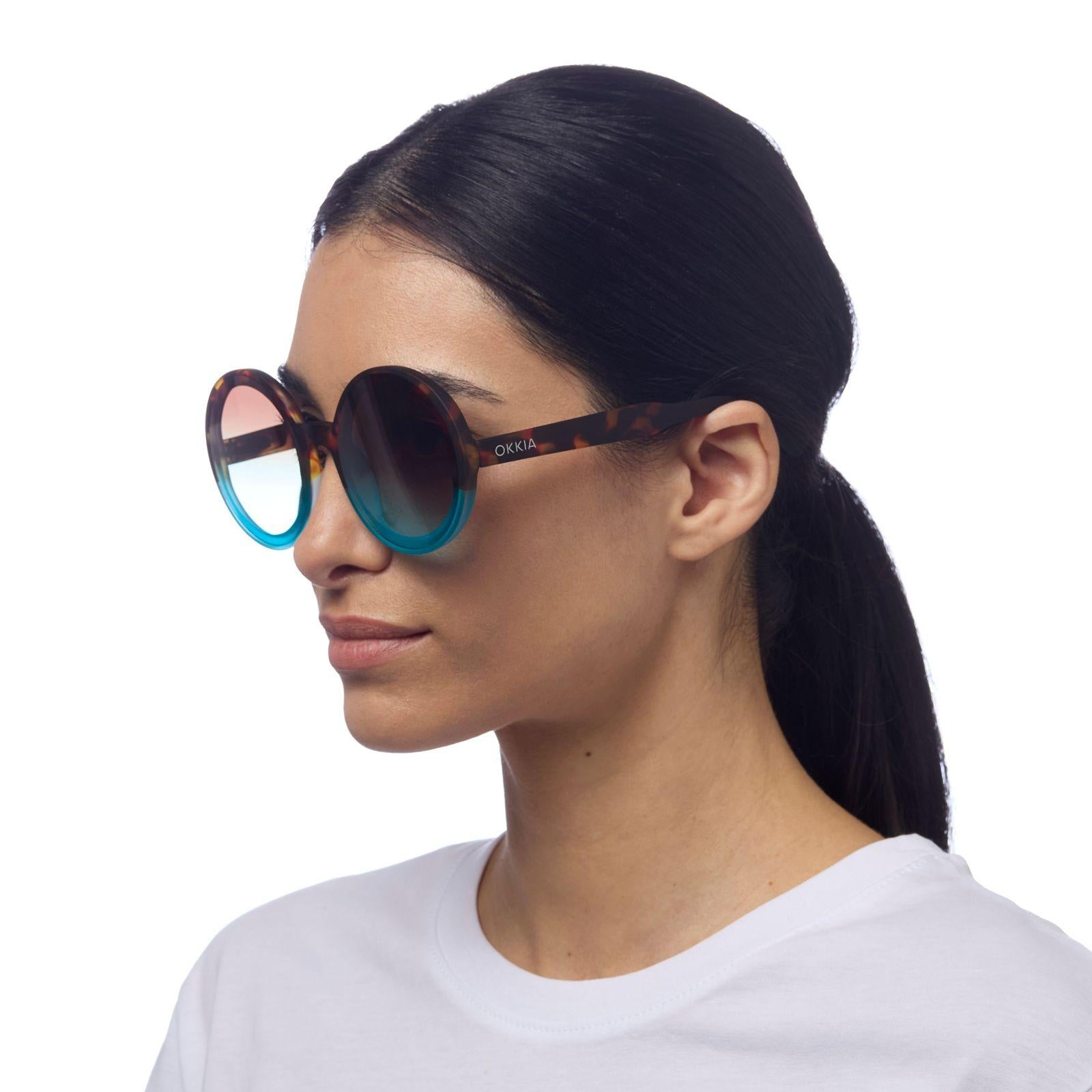 Occhiale da sole Round Monica OK014HB AZZURRO OKKIA 