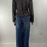 Giubbotto chiodo in pelle P104 NERO OFELIA 