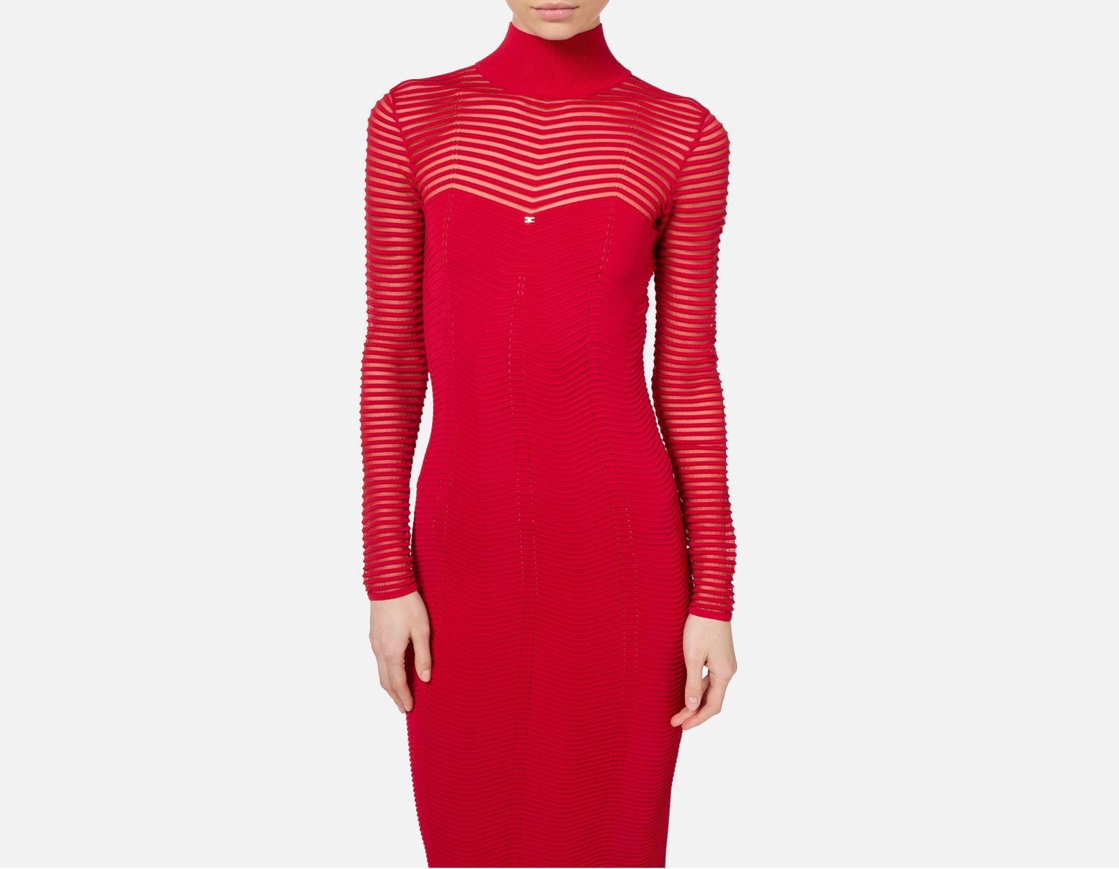 Abito midi con motivo chevron e maniche lunghe AM02B46E2 CG5 ELISABETTA FRANCHI 
