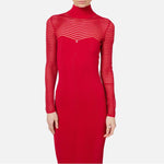 Abito midi con motivo chevron e maniche lunghe AM02B46E2 CG5 ELISABETTA FRANCHI 