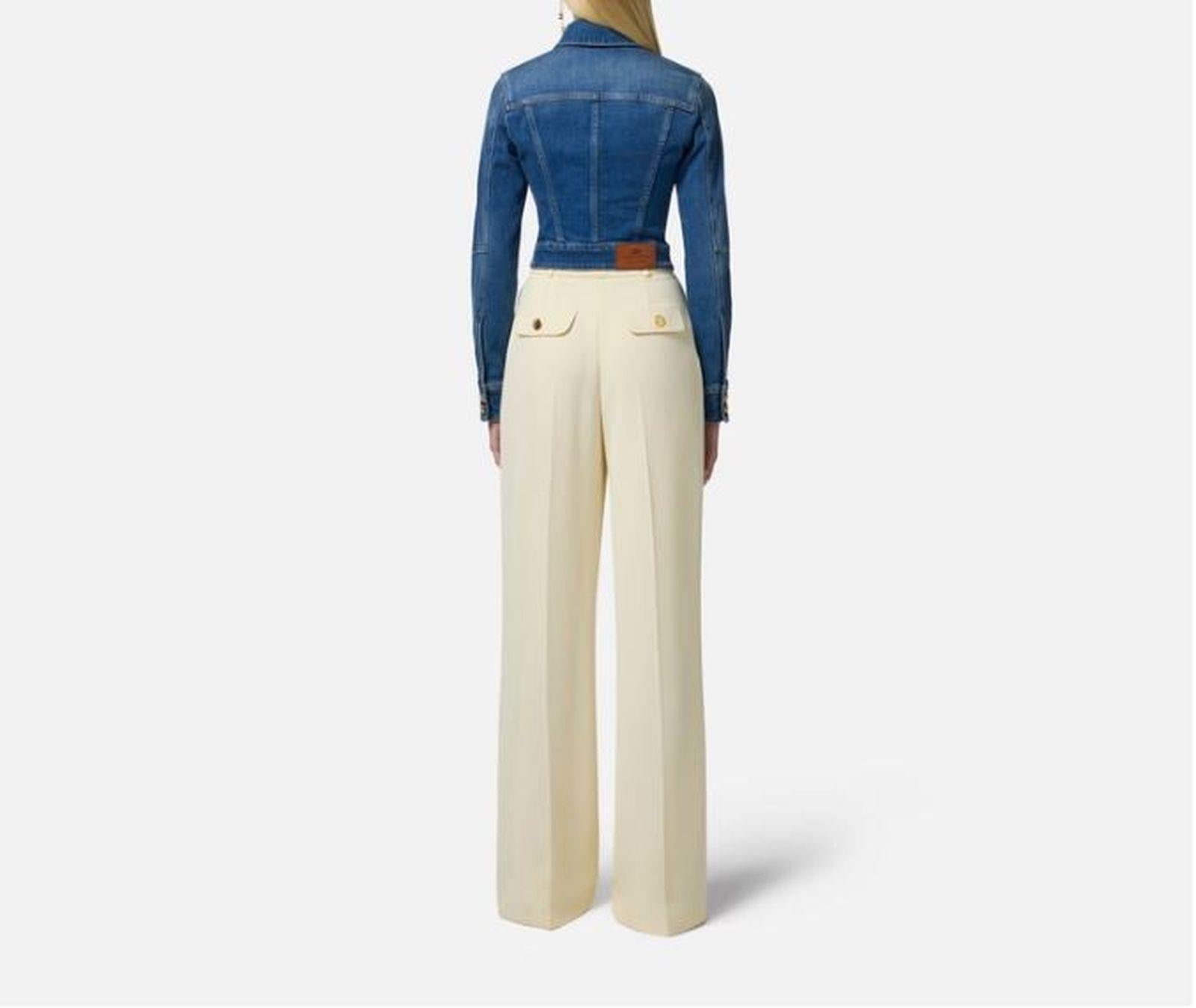Giubbotto cropped in denim - Elisabetta Franchi BJ37I51E2 139 ELISABETTA FRANCHI 