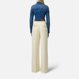 Giubbotto cropped in denim - Elisabetta Franchi BJ37I51E2 139 ELISABETTA FRANCHI 