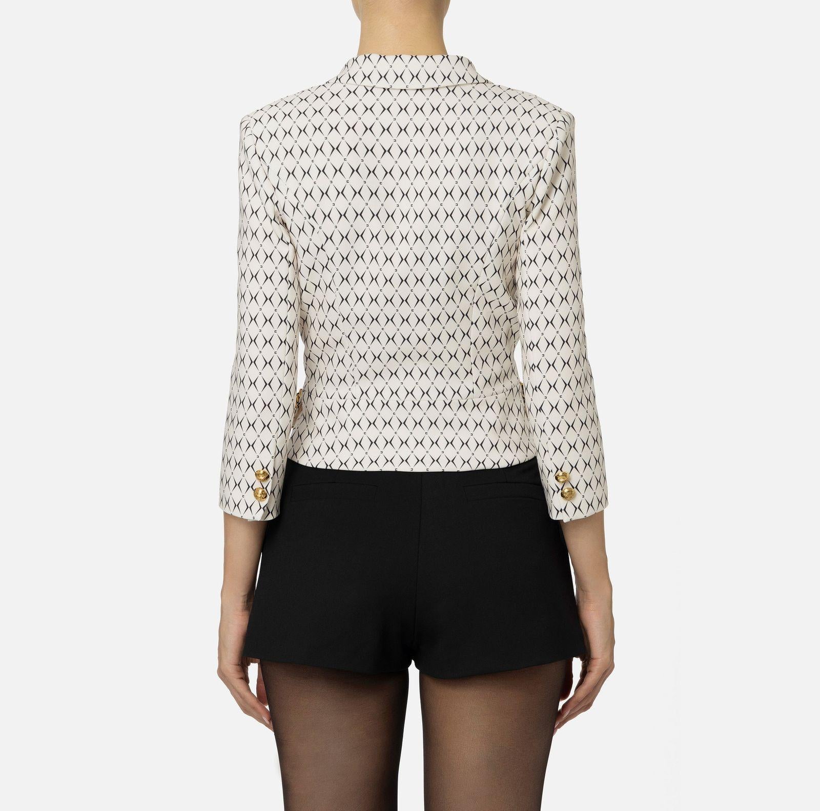 Giacca stampa rombo con catena - Elisabetta Franchi GIS8546E2 E84 ELISABETTA FRANCHI 