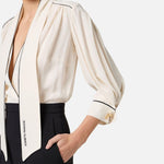 Abito in georgette con piping - Elisabetta Franchi AB77151E2 E84 ELISABETTA FRANCHI 