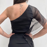 Abito monospalla con balze - Elisabetta Franchi AB76711E2 110 ELISABETTA FRANCHI 
