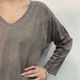 T-shirt scollo a V 2831 TORTORA OFELIA 