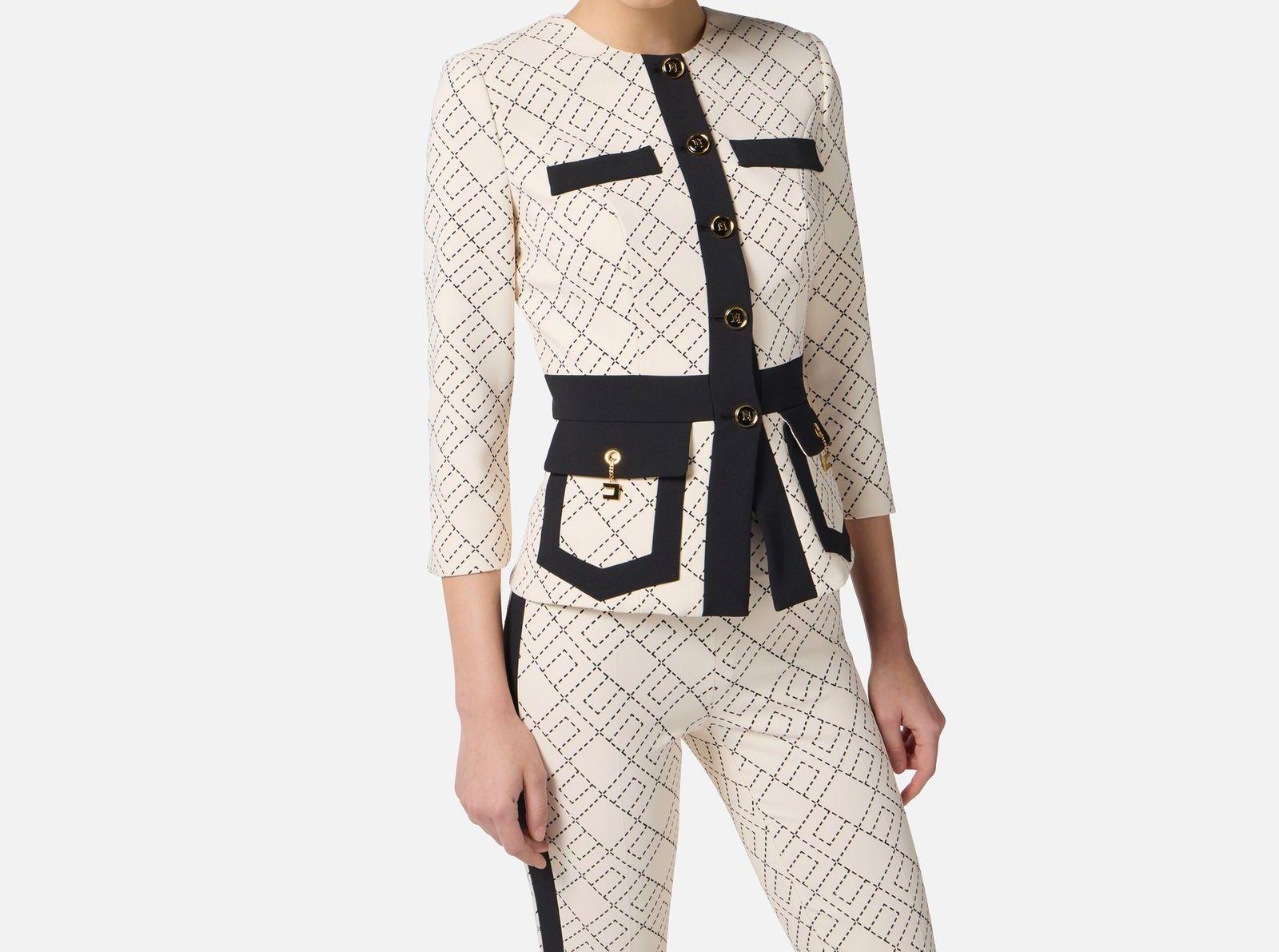 Giacca bicolor in doppio crepe - Elisabetta Franchi GIS0156E2 EF1 ELISABETTA FRANCHI 