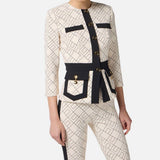Giacca bicolor in doppio crepe - Elisabetta Franchi GIS0156E2 EF1 ELISABETTA FRANCHI 
