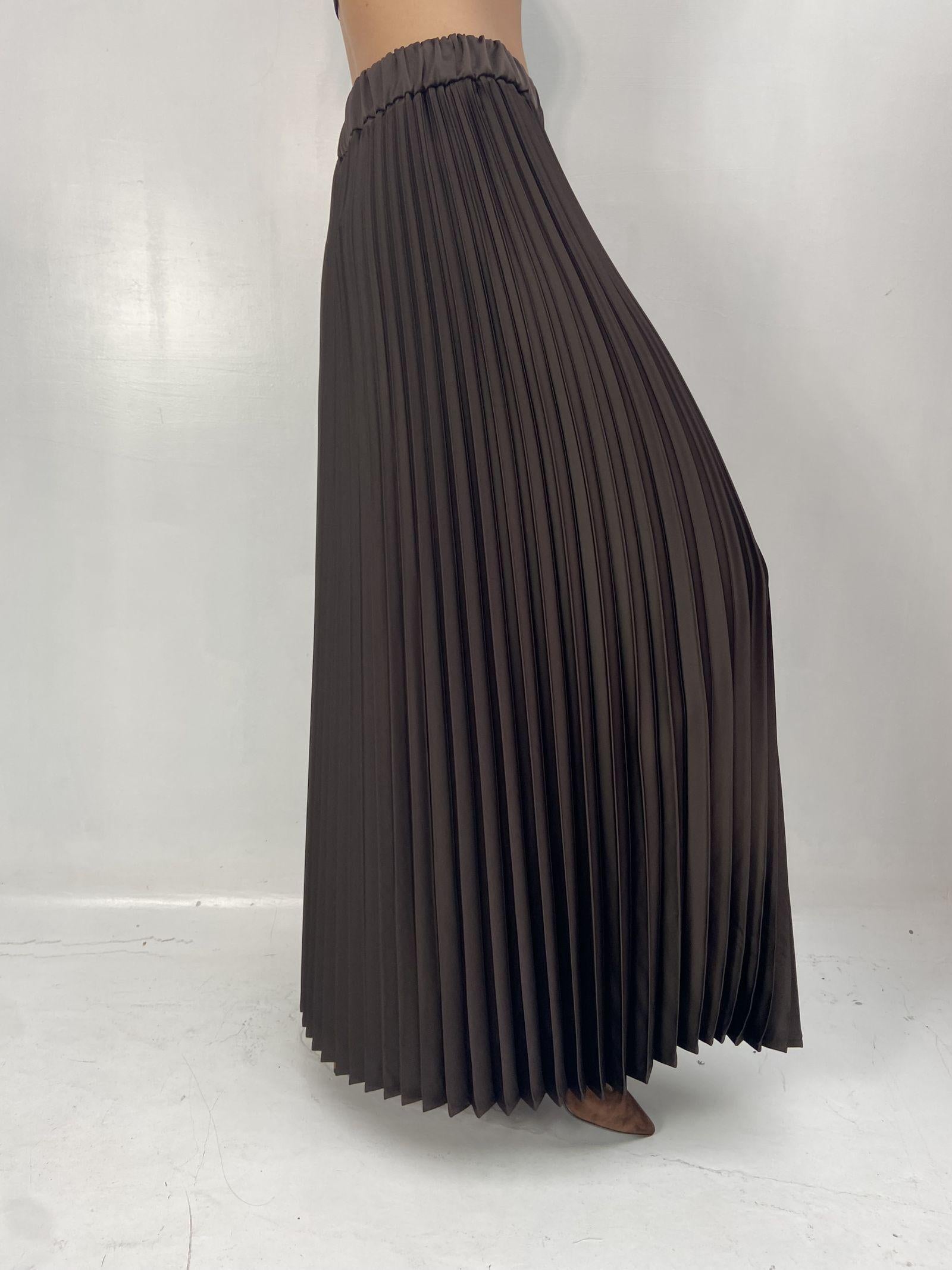Gonna in raso plissè SK1183 MORO OFELIA 