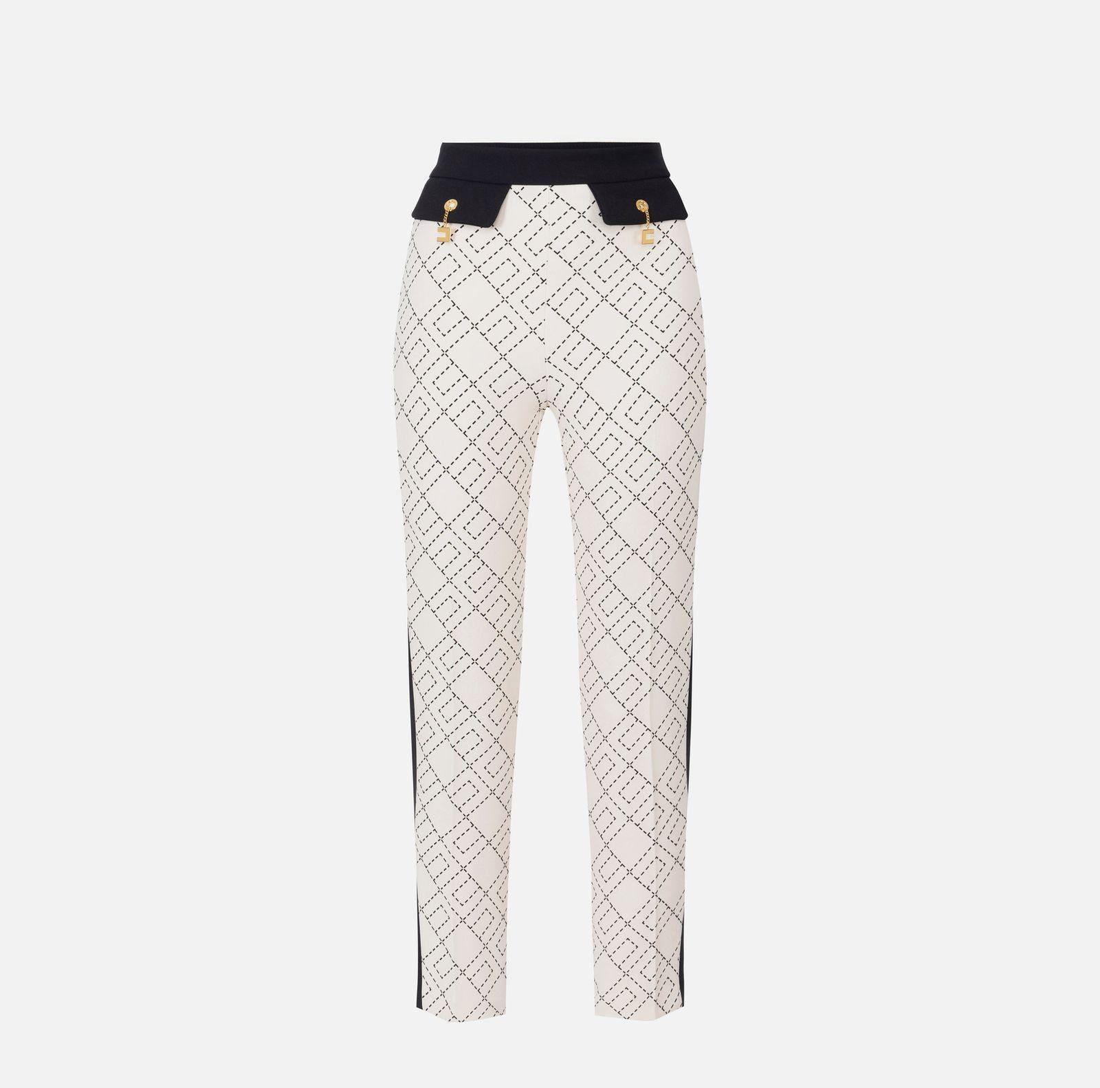 Pantalone bicolor con stampa - Elisabetta Franchi PAS0156E2 EF1 ELISABETTA FRANCHI 