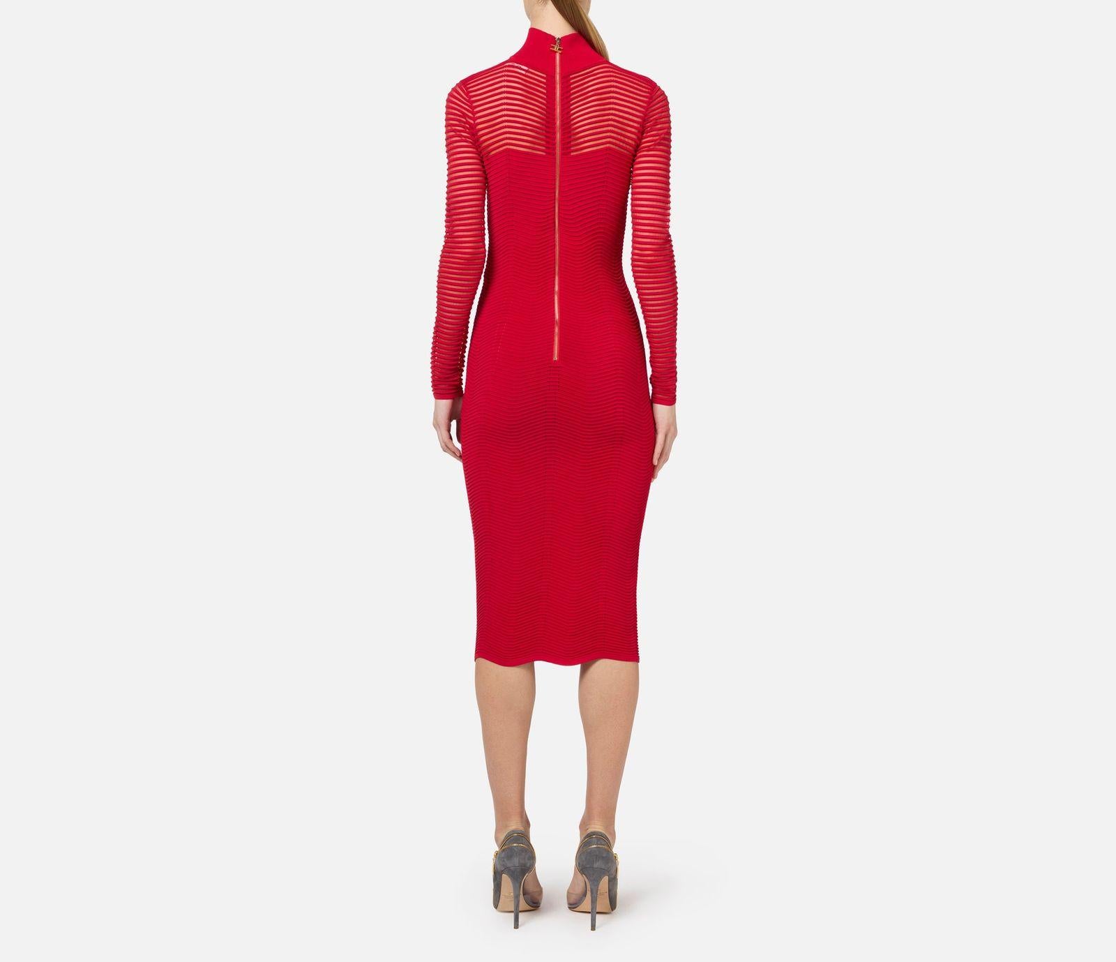 Abito midi con motivo chevron e maniche lunghe AM02B46E2 CG5 ELISABETTA FRANCHI 