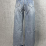 Jeans vita alta e gamba larga con strass