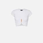 T- shirt cropped con zip MA00846E2 270 ELISABETTA FRANCHI 