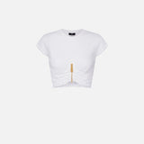 T- shirt cropped con zip MA00846E2 270 ELISABETTA FRANCHI 
