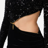 Abito Red Carpet in ciniglia ricamata con paillettes