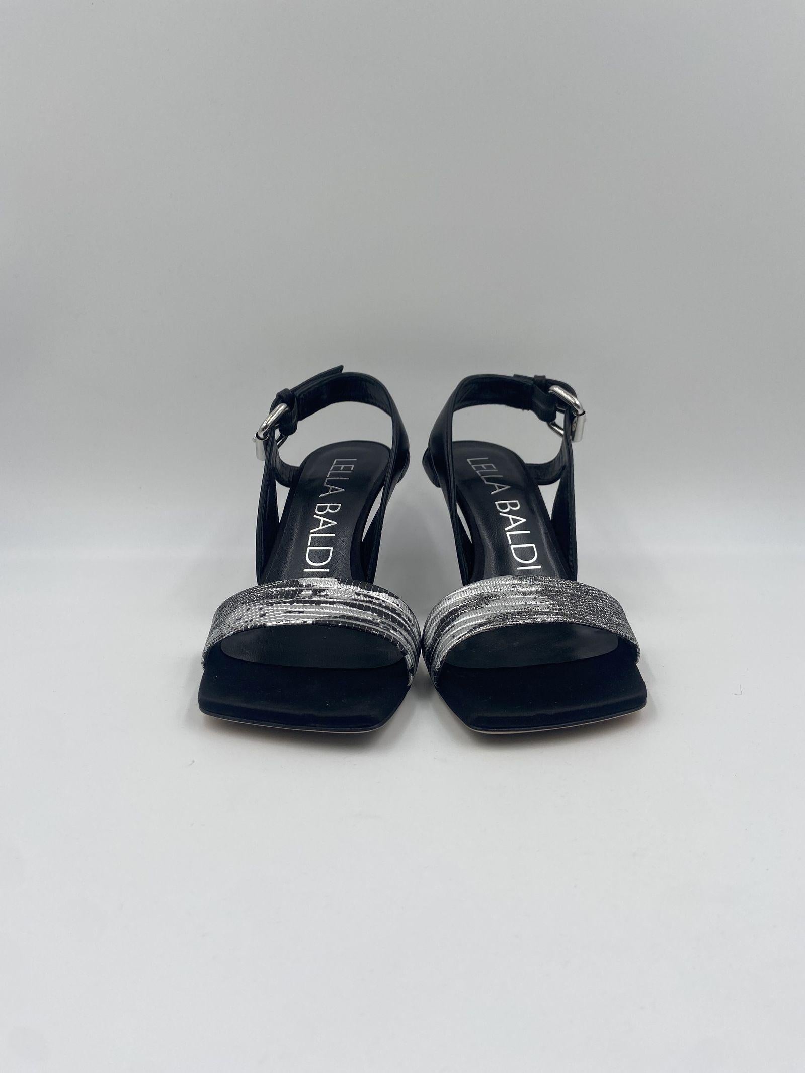 Sandalo punta squadrata LT295 NERO LELLA BALDI 