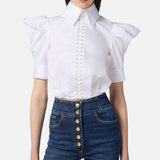 Camicia balloon in popeline - Elisabetta Franchi CA10156E2 100 ELISABETTA FRANCHI 