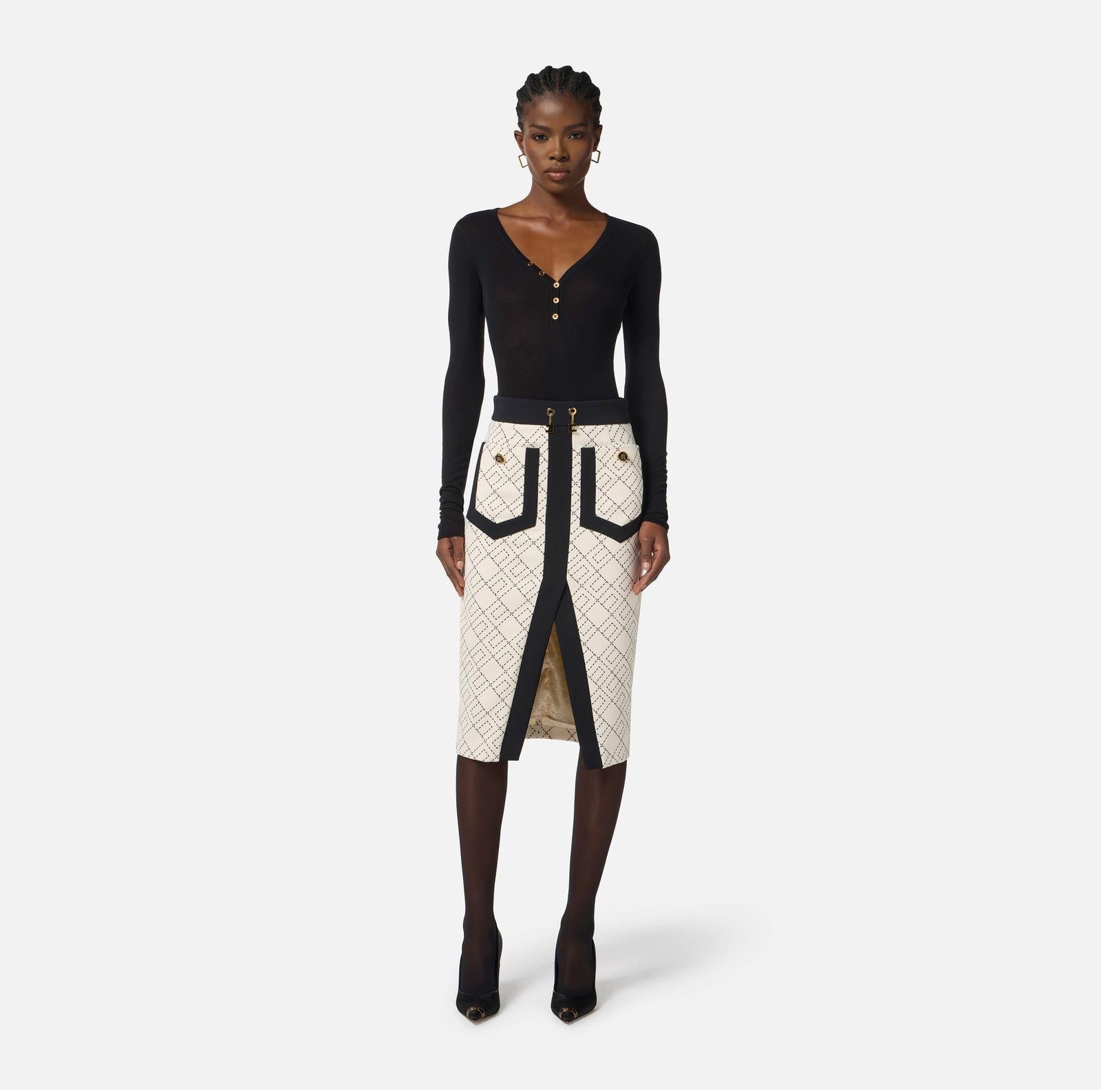 Gonna bi-color in doppio crepe GOS0156E2 EF1 ELISABETTA FRANCHI 