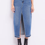 Gonna lunga in denim con strass