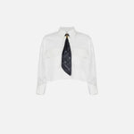 Camicia cropped in raso stretch con foulard CA08246E2 100 ELISABETTA FRANCHI 