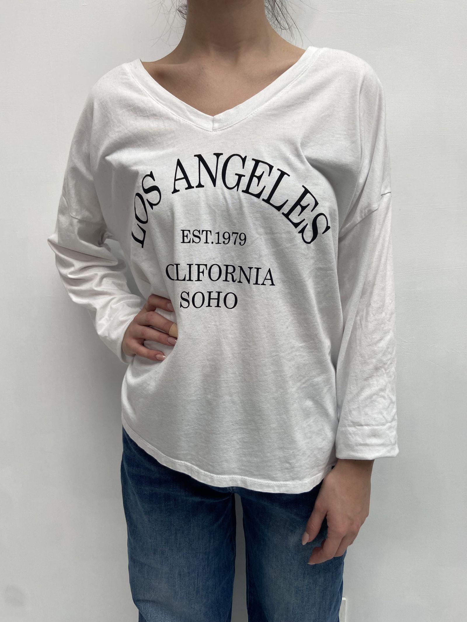 T-shirt stampa Los Angeles 2831LOSANGELES BIANCONERO OFELIA 