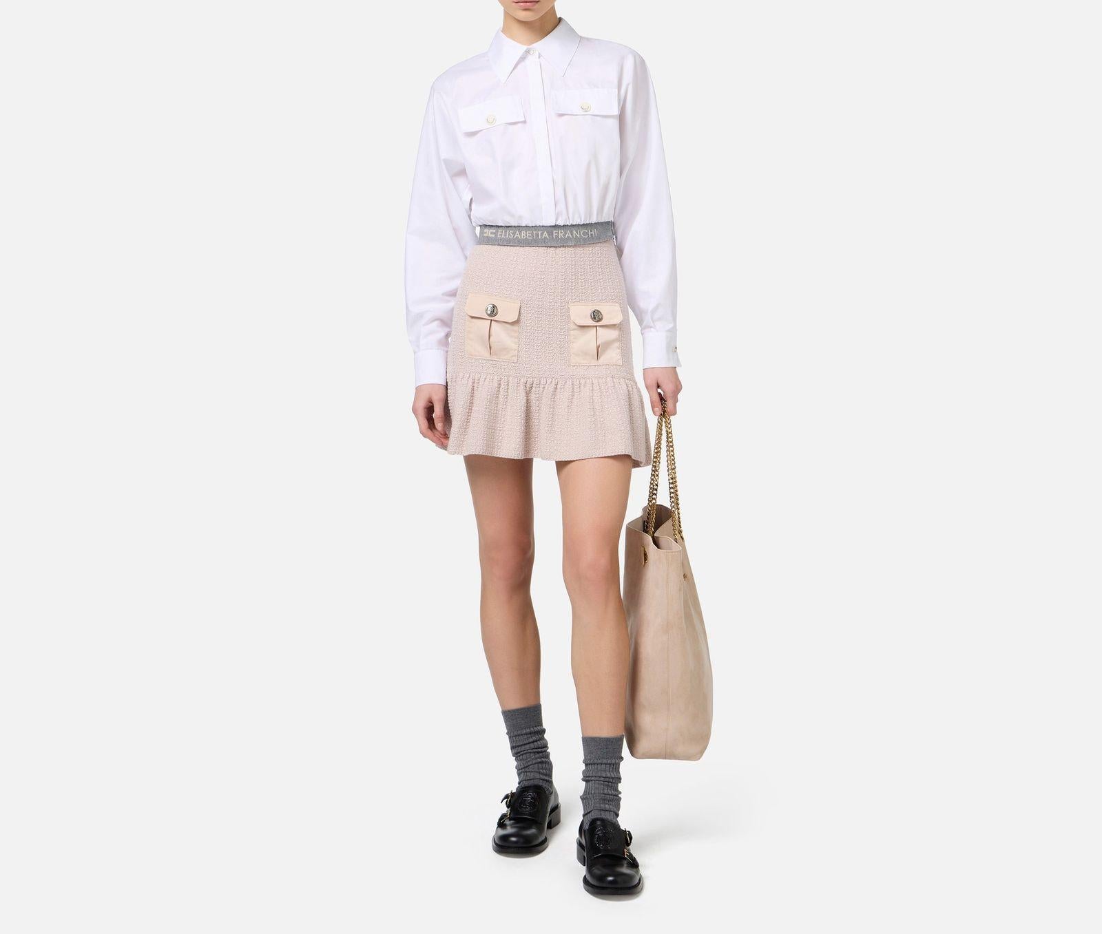 Camicia in popeline con fascione CA06446E2 100 ELISABETTA FRANCHI 