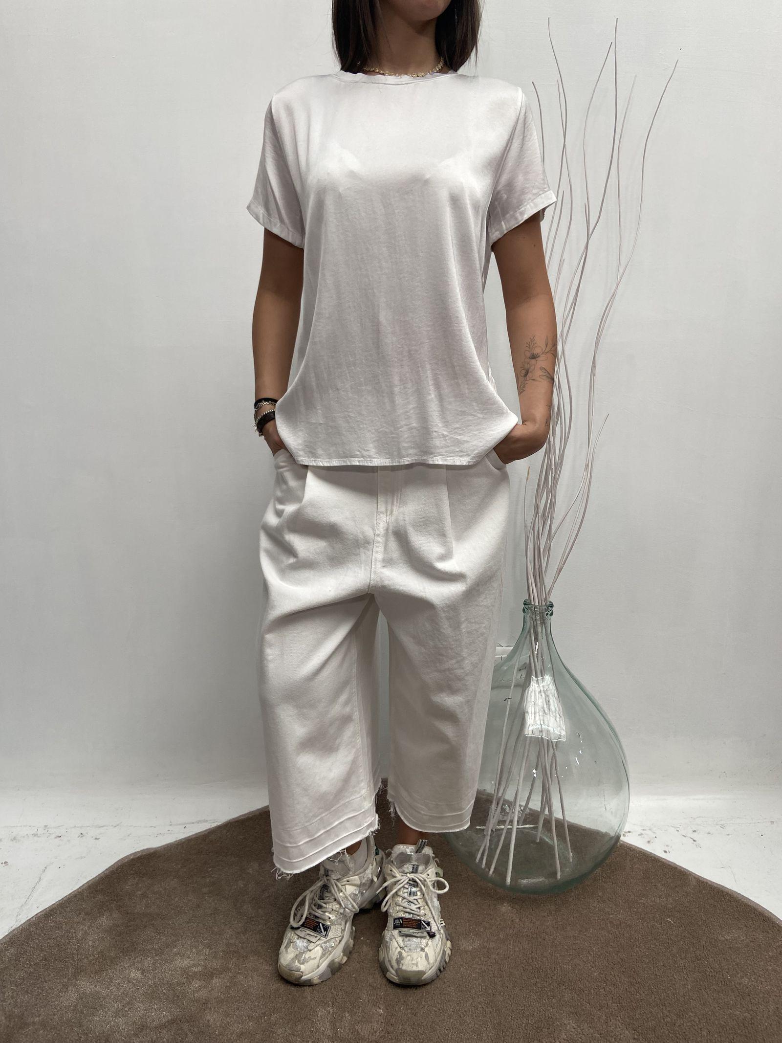 T- shirt girocollo satinata - Ofelia MS2003 BIANCO OFELIA 