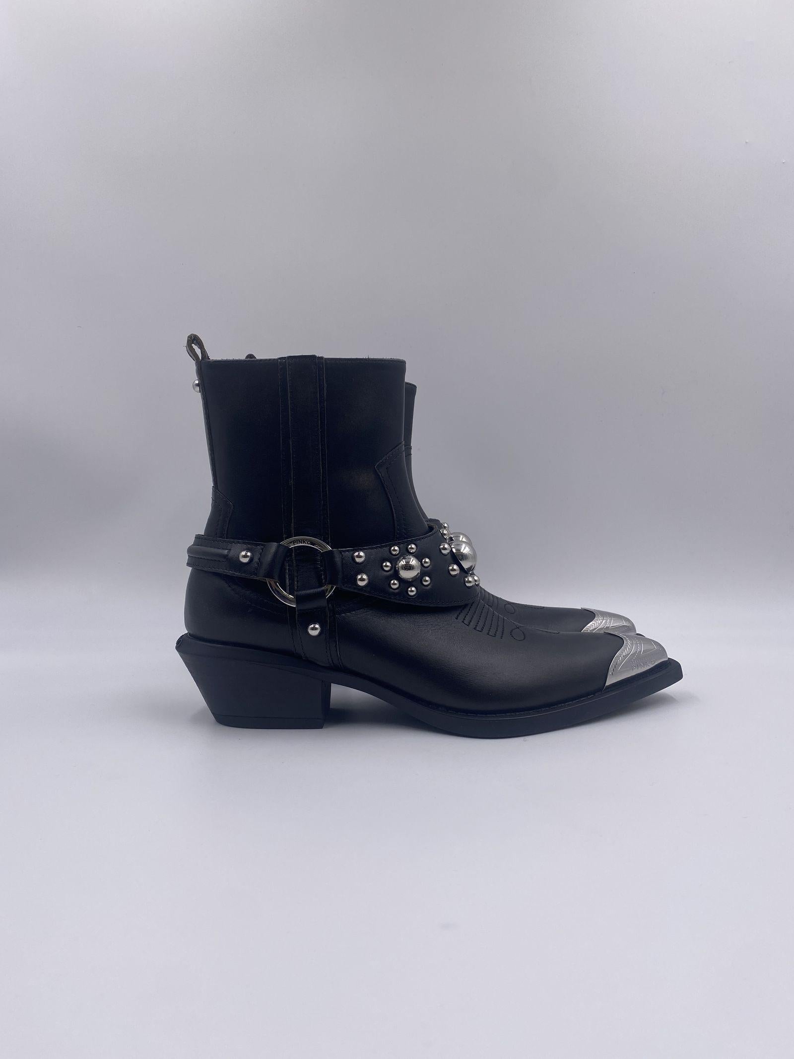 Stivale texano con punta metallica SD0195P056 Z99 PINKO 