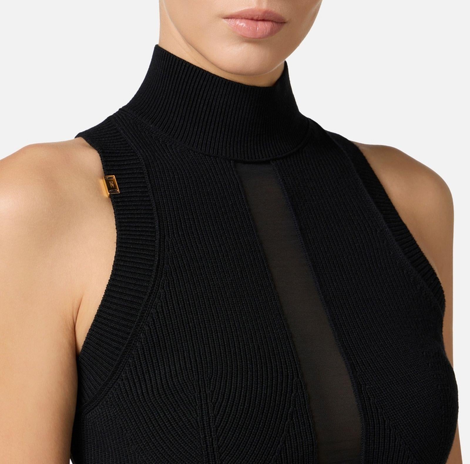 Top con dettaglio in tulle - Elisabetta Franchi TK28S51E2 110 ELISABETTA FRANCHI 
