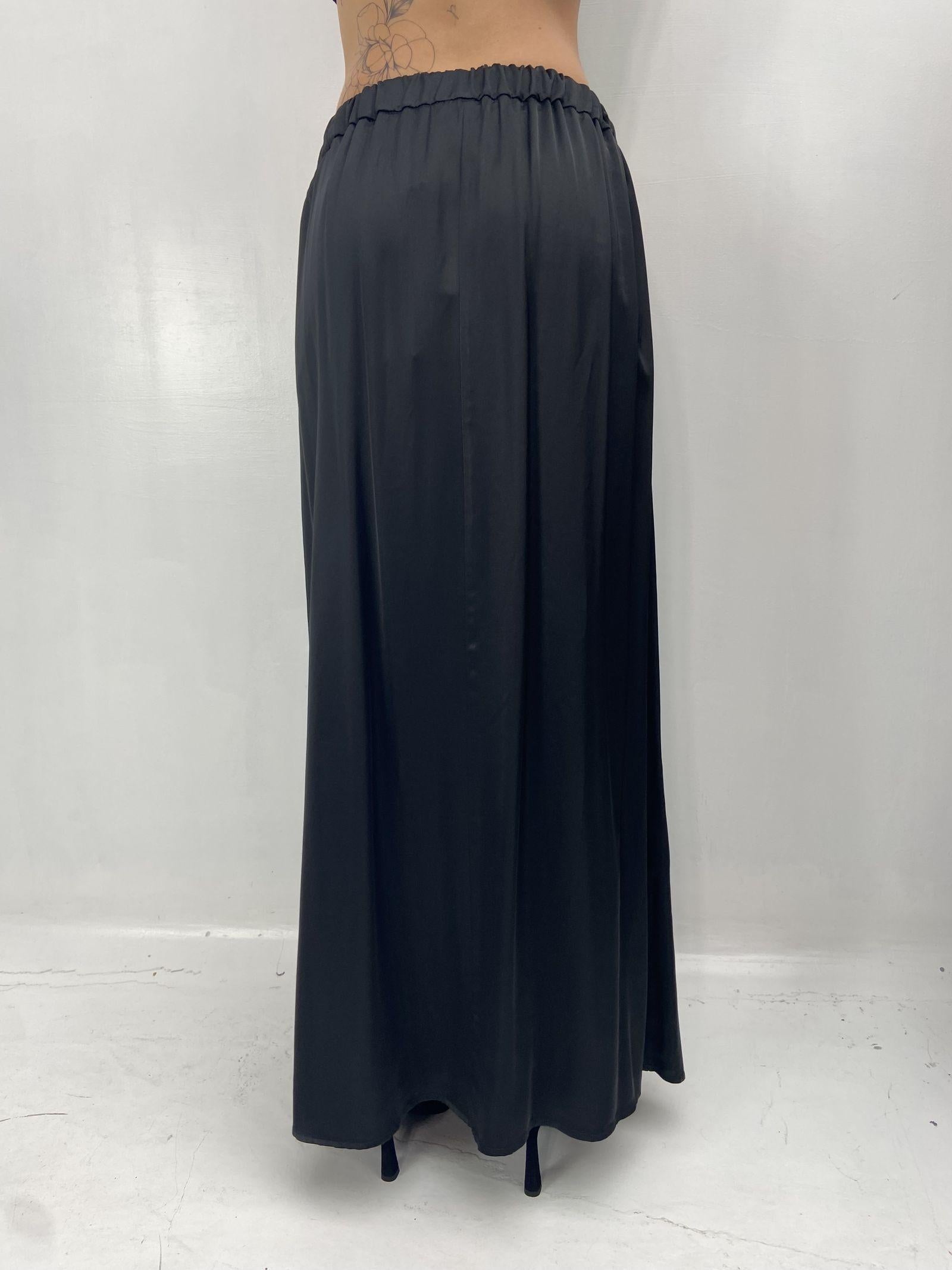 Gonna in raso con pieghe SK1027 NERO OFELIA 