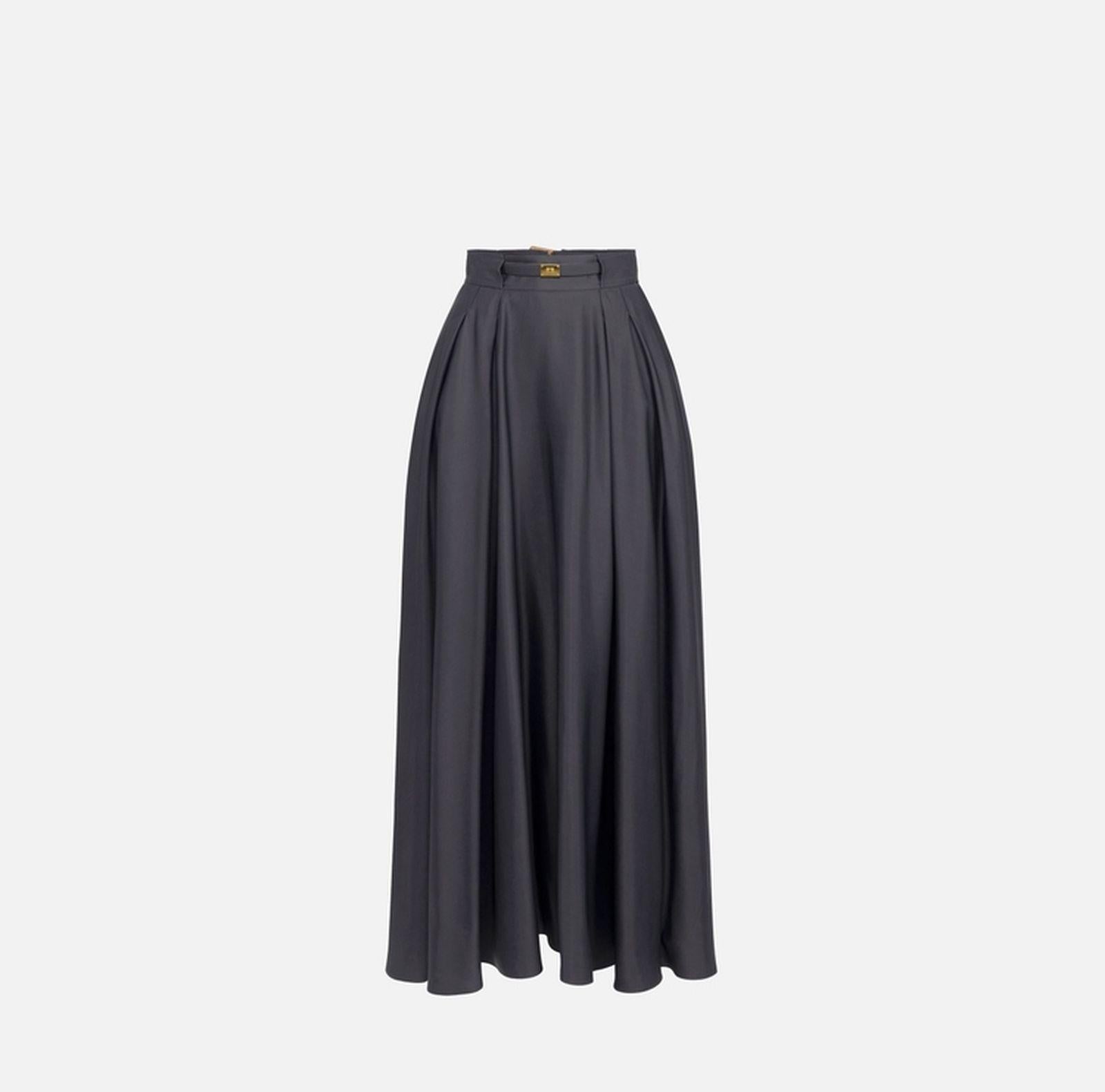Gonna in raso con cintura - Elisabetta Franchi GO09851E2 DC3 ELISABETTA FRANCHI 