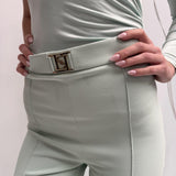Pantalone con placca oro logata - Elisabetta Franchi PAT1541E2 BV9 ELISABETTA FRANCHI 