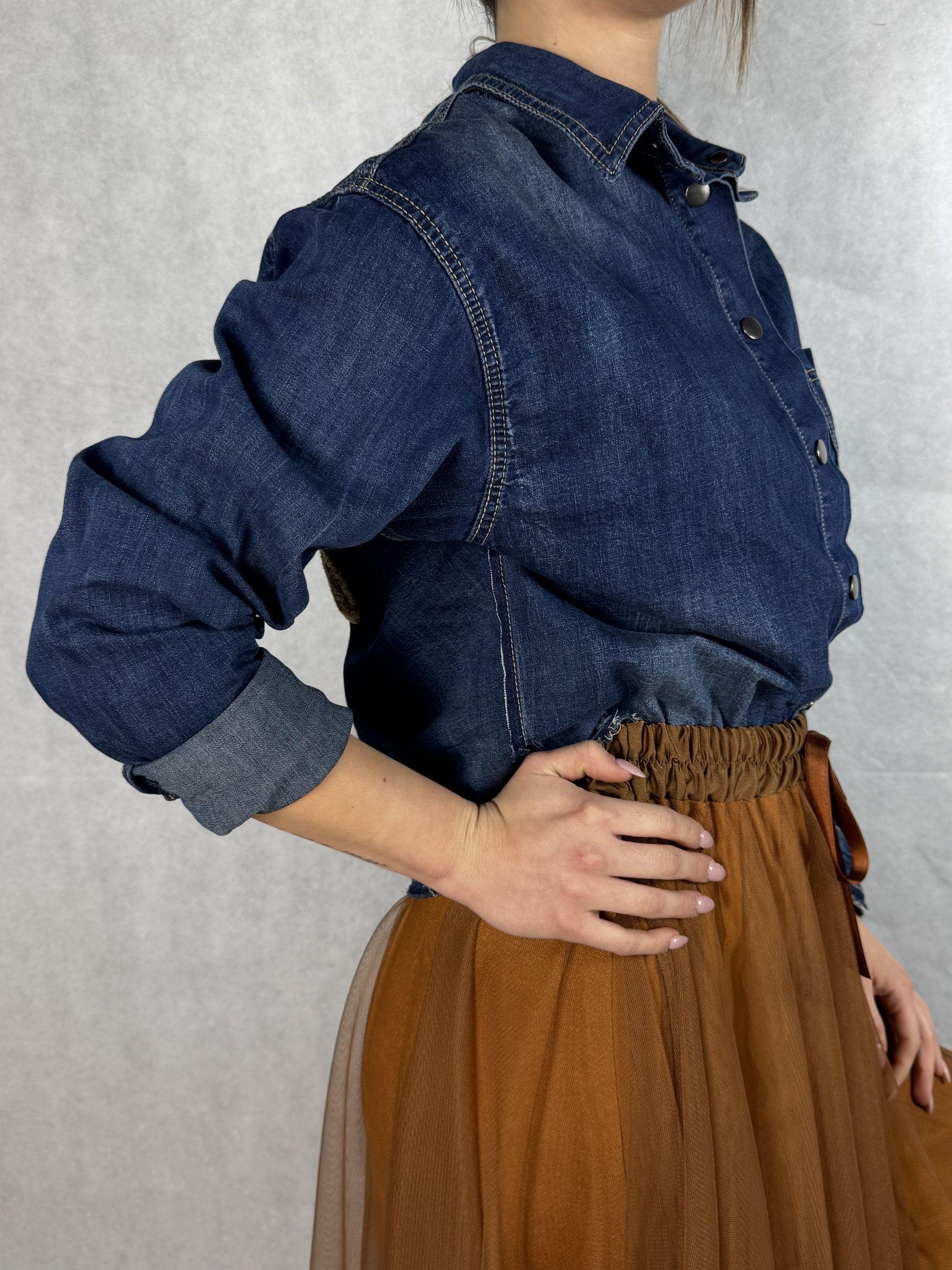 Camicia corta in denim con orsetti 224101JC768ORSETTO DENIM OFELIA 