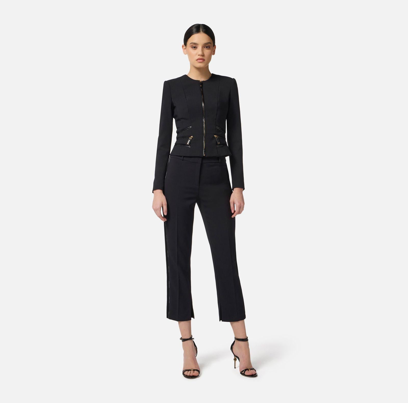 Giacca con dettagli zip GI17356E2 110 ELISABETTA FRANCHI 