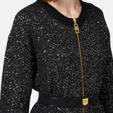 Abito in lana con filo paillettes e cintura