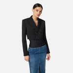 Giacca cropped in gabardina - Elisabetta Franchi GI22361E2 110 ELISABETTA FRANCHI 