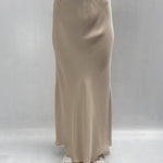 Gonna satinata con passamaneria in vita 887613 CREMA OFELIA 