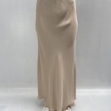 Gonna satinata con passamaneria in vita 887613 CREMA OFELIA 