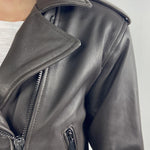 Giubbotto chiodo in pelle P104 NERO OFELIA 