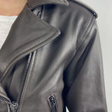 Giubbotto chiodo in pelle P104 NERO OFELIA 