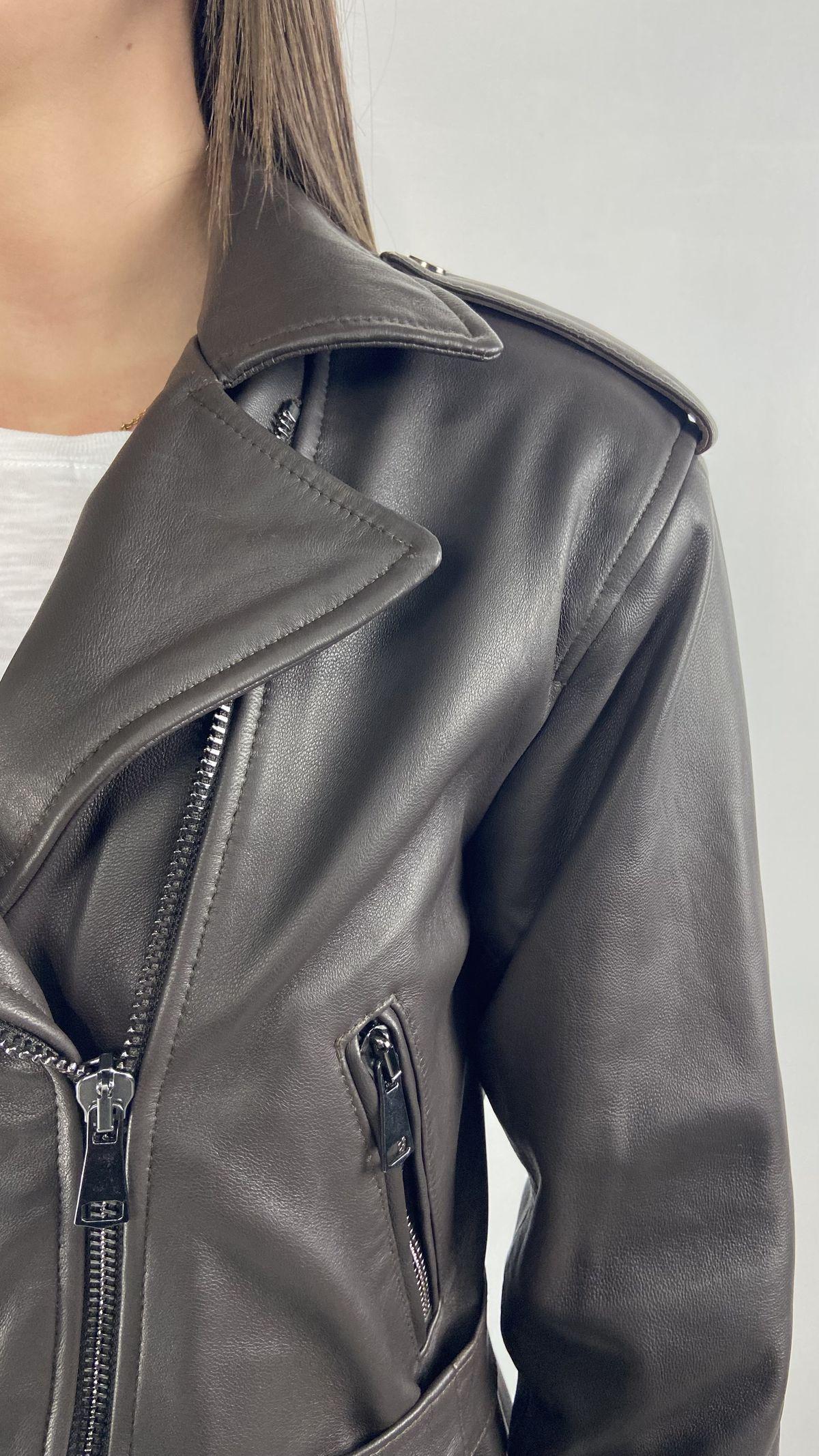 Giubbotto chiodo in pelle P104 NERO OFELIA 