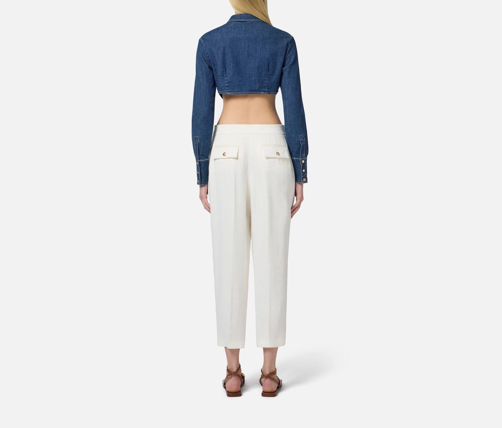 Camicia cropped in denim - Elisabetta Franchi CJ34D51E2 104 ELISABETTA FRANCHI 