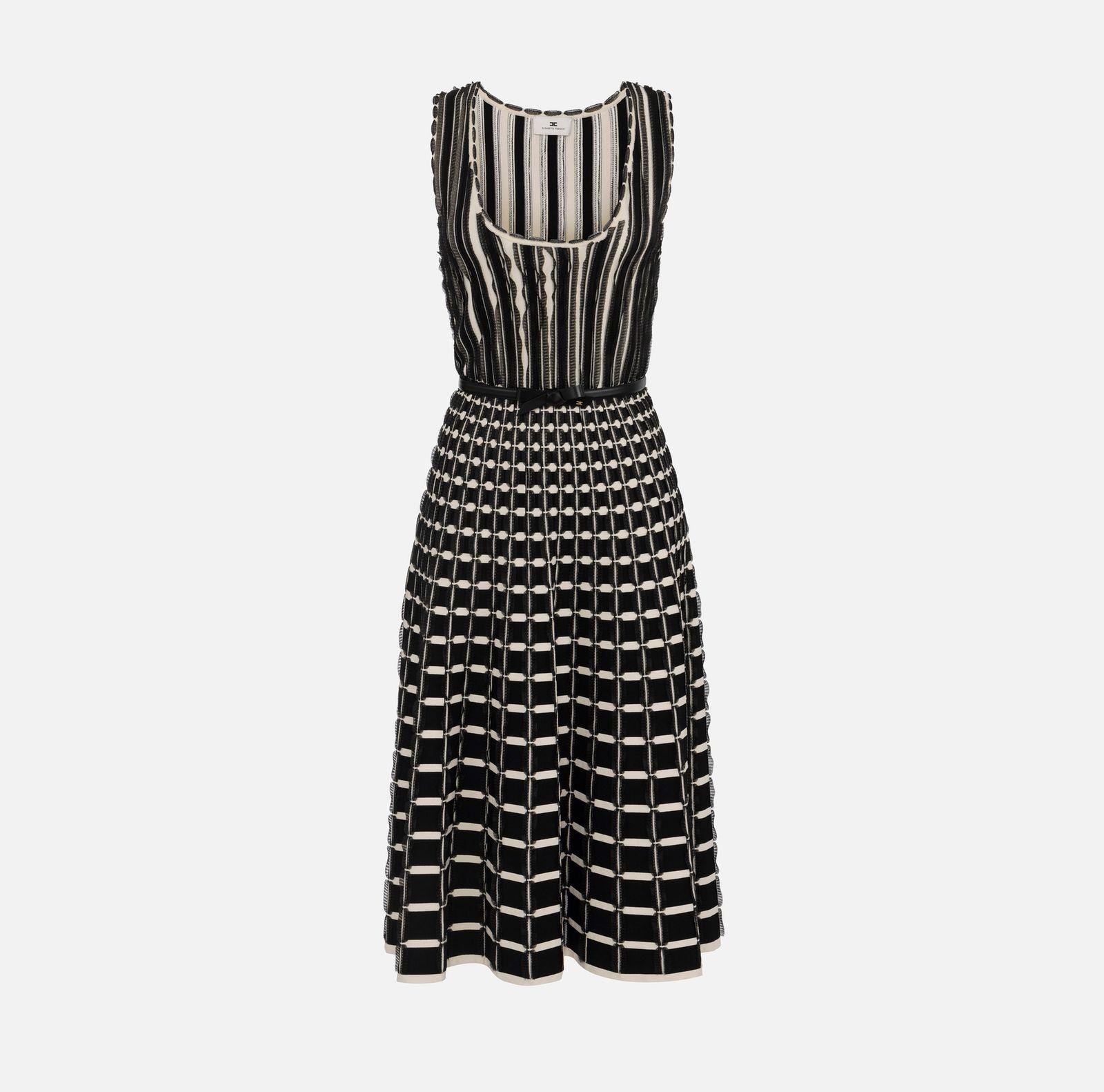 Abito midi con micro rouches - Elisabetta Franchi AM49S51E2 685 ELISABETTA FRANCHI 