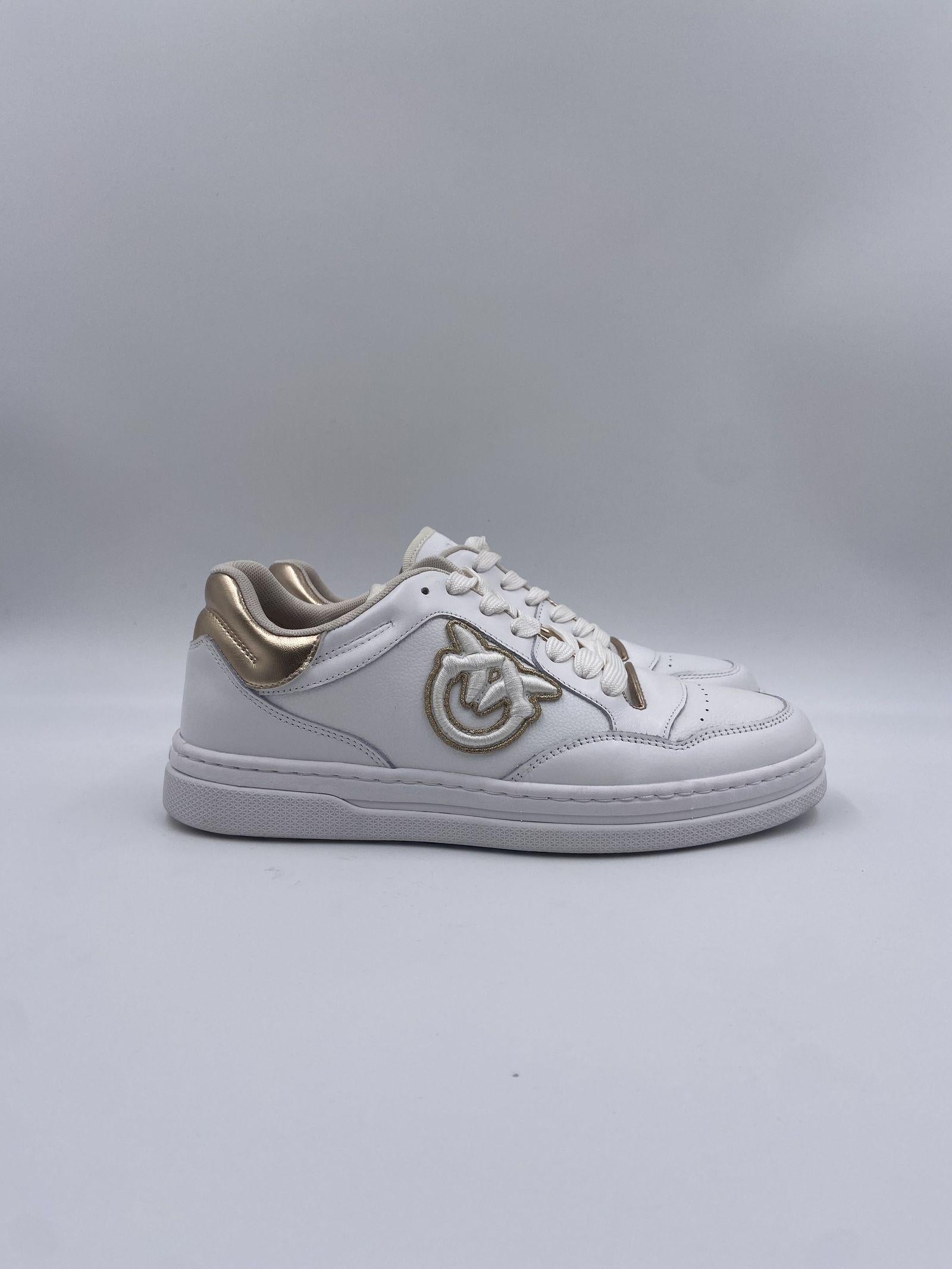 Sneakers tennis in pelle con dettagli metallizzati SS0049P035 ZHC PINKO 