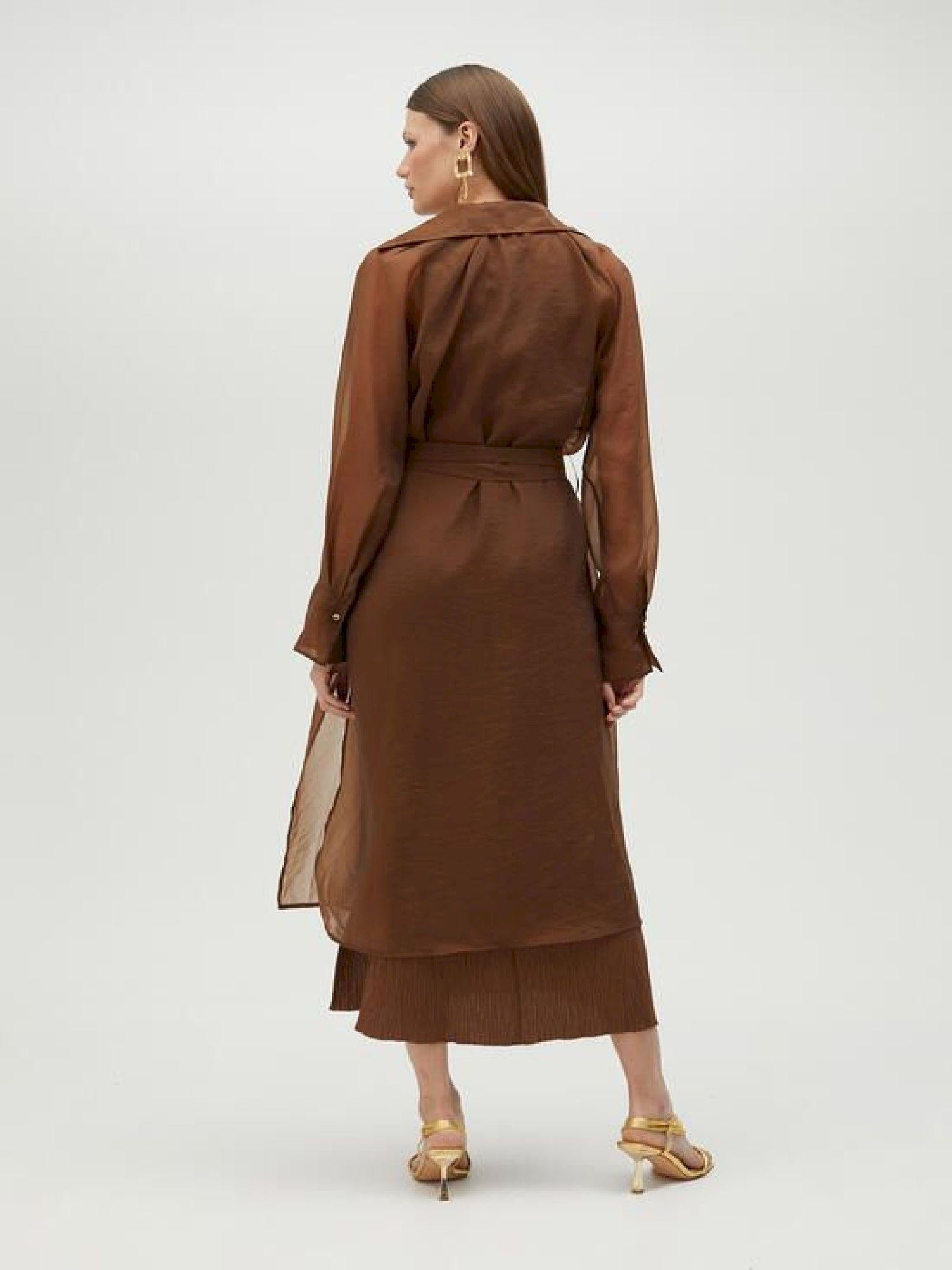 Trench lungo in organza con cintura MS2502018 057 MAITE 